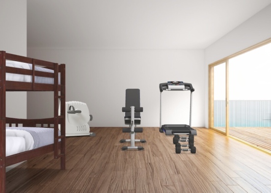 Bed room and gym Design Rendering
