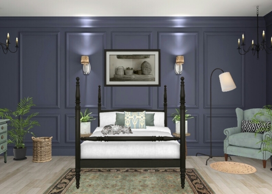 New items challenge blue bedroom Design Rendering