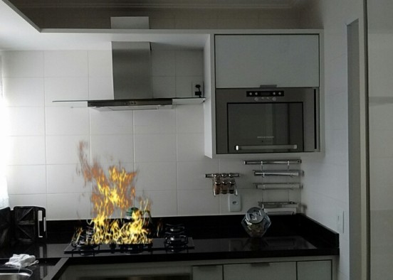 Cozinha com fogo Design Rendering
