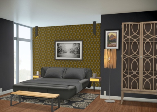 Elegant bedroom Design Rendering