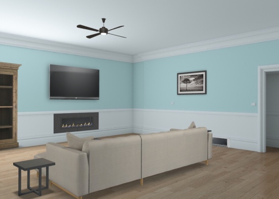 Modern Basement Living Room Design Rendering