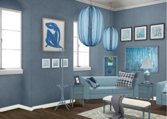 brilliantly blue bedroom. 🧿 Design Rendering