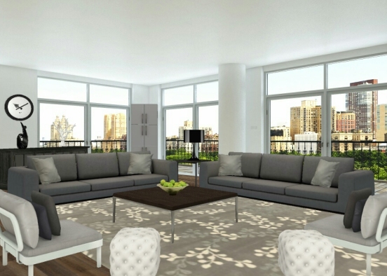 Grey Living room Design Rendering