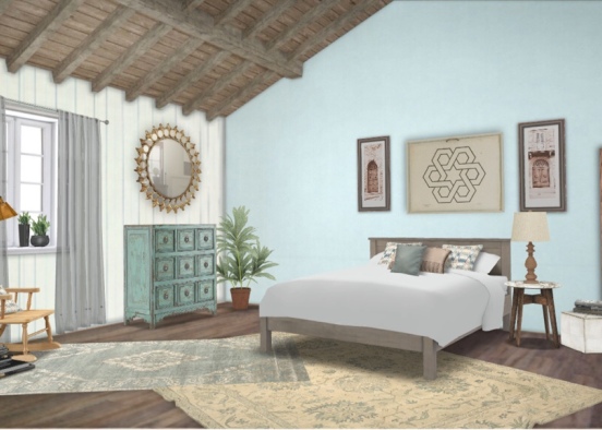 wood bedroom Design Rendering