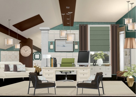 My office in the attic Design Rendering
