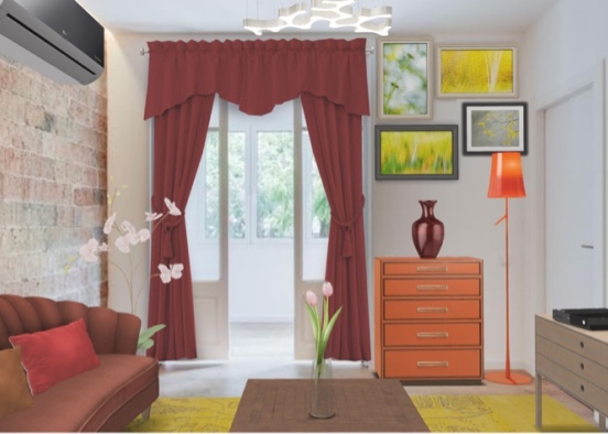 oranges living room  Design Rendering