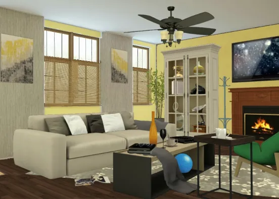 Elegant but cozy living room Design Rendering