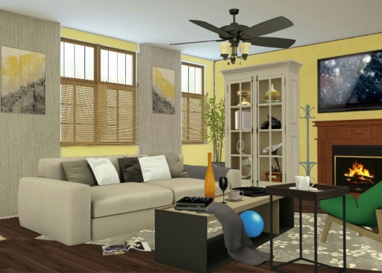 Elegant but cozy living room Design Rendering