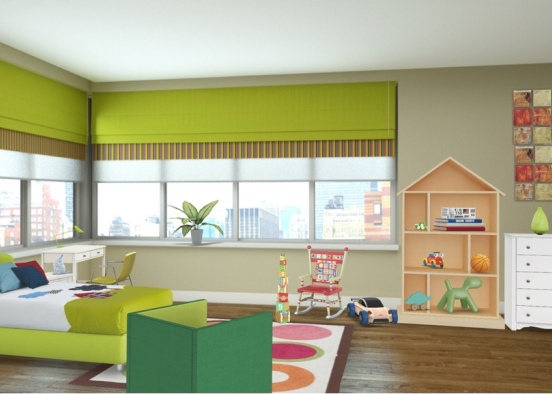 Green kids room Design Rendering