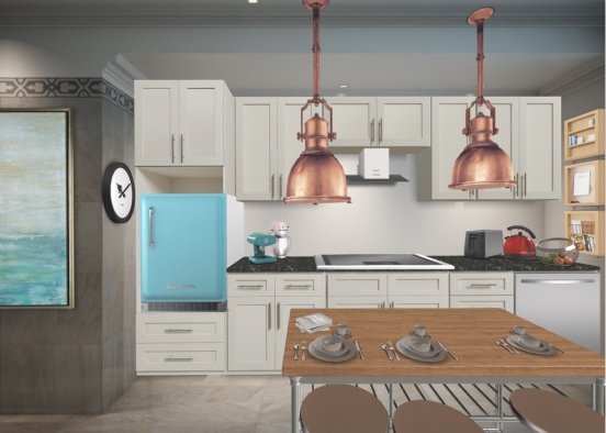 Colourful kitchen Design Rendering
