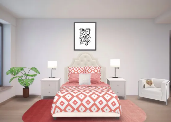 Cute coral girls bedroom Design Rendering