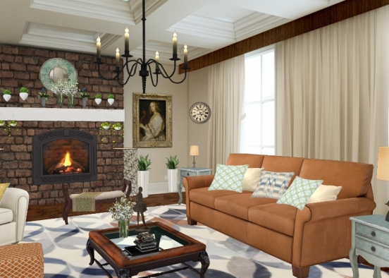 French country Design Living Room Design Rendering