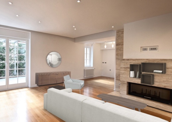Monotone Minimal Living Room Design Rendering