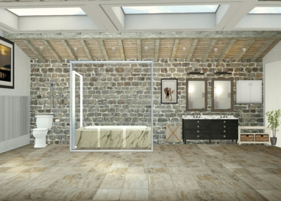 my rustic bathroon Design Rendering
