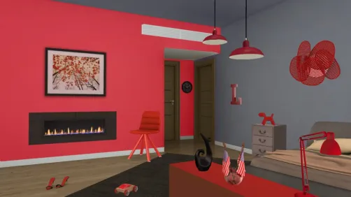 Chambre rouge et grise garçon 
