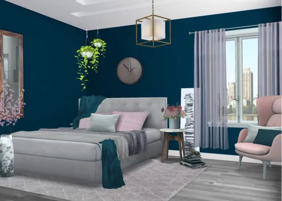 blue and pink bedroom Design Rendering