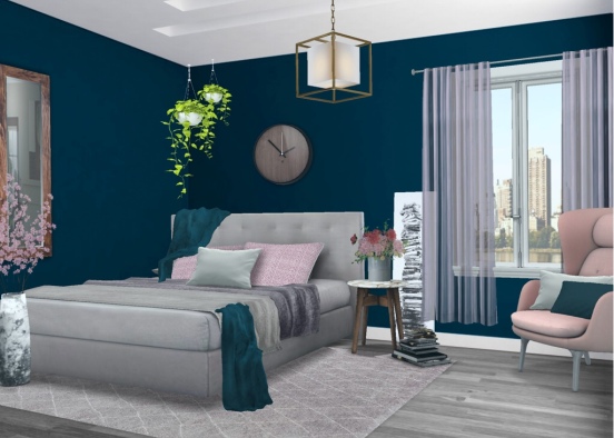 blue and pink bedroom Design Rendering