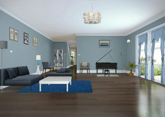 Living with grand piano Design Rendering