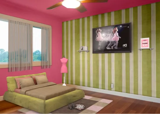 Pink & Green room  Design Rendering