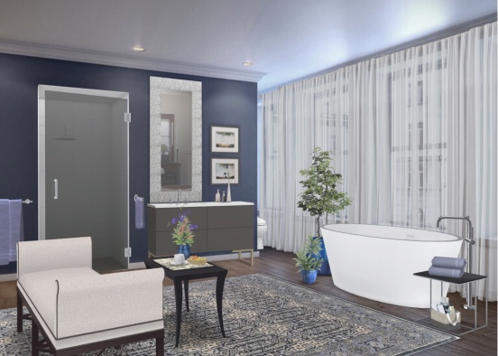 Bluish Bath Design Rendering