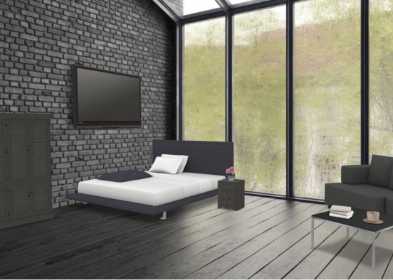 just a mostly black bedroom  Design Rendering