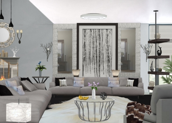 Grey Living Room 3 Design Rendering