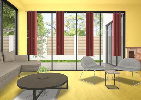 yellow living room Design Rendering