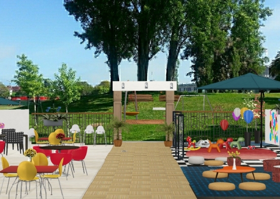 Familycafe with playground in bakground...in progress Design Rendering