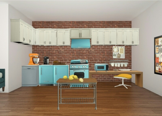 Retro kitchen Design Rendering