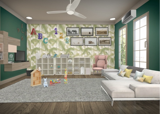 kids playroom and family room  Design Rendering
