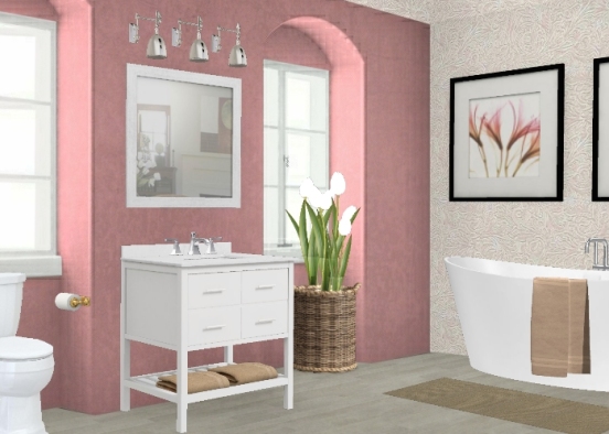 Pink Petal Bathroom  Design Rendering