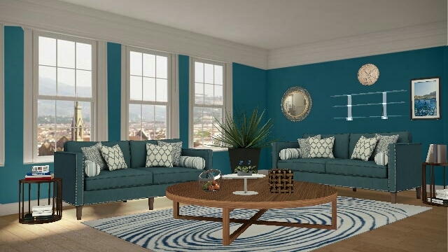Blueish living room Design Rendering
