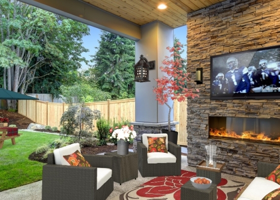 Football by the Fireplace Design Rendering
