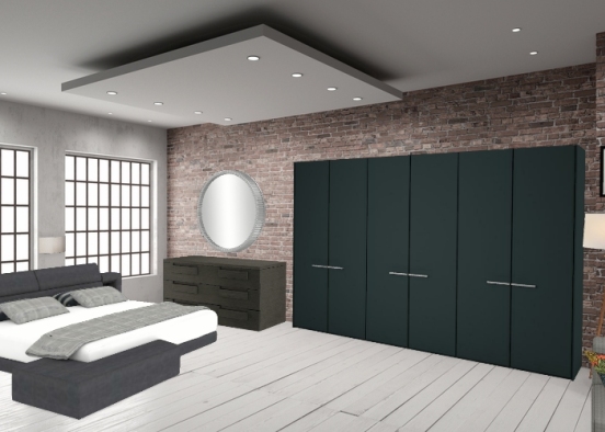 Cozy industrial bedroom  Design Rendering