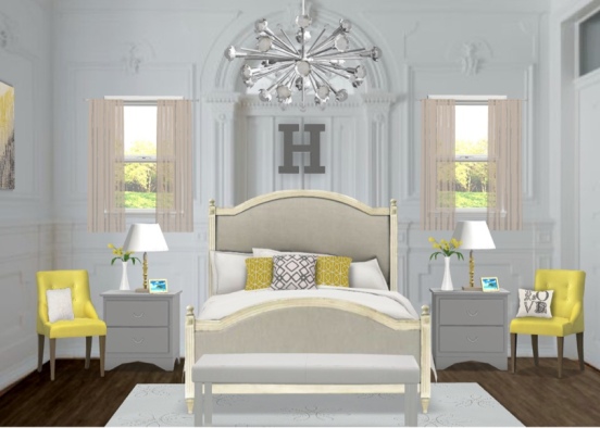 yellow bedroom Design Rendering