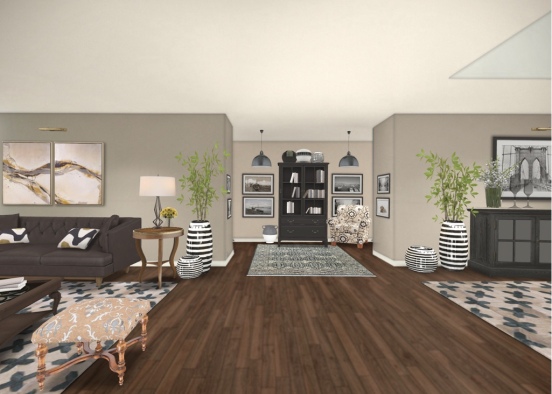Livingroom-Hallway -Dinningroom Design Rendering