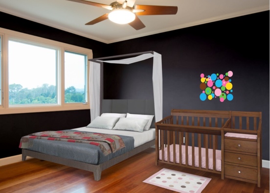 A nice bedroom for a newborn and parents! Design Rendering