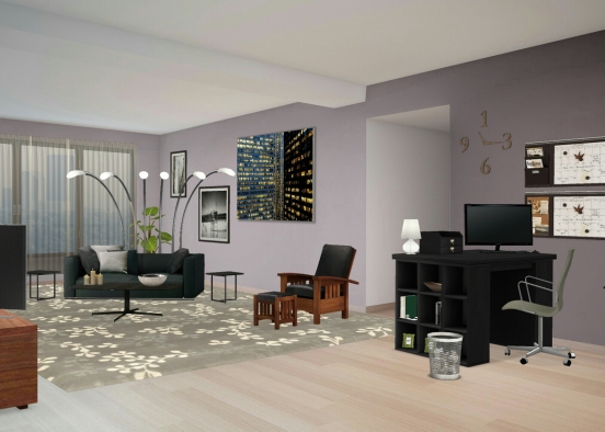 Living room/Office Design Rendering