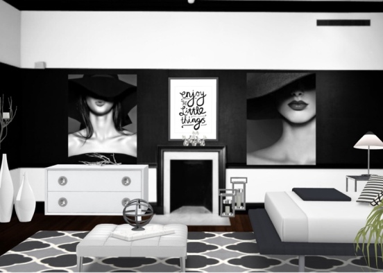 black and white  Design Rendering
