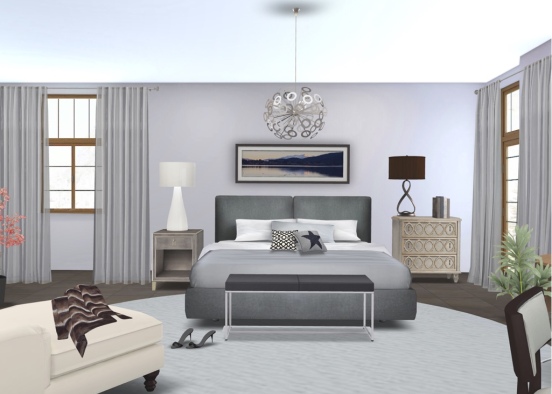 contemporary bedroom Design Rendering