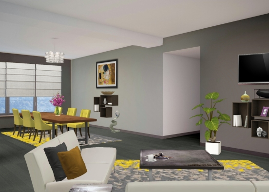 Stylish Living Room Design Rendering