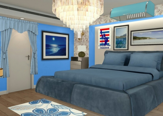 Dazzling blue bedroom Design Rendering