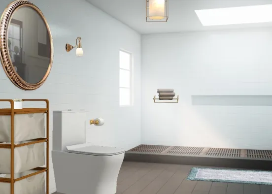 Wood/Neutral Toned Bathroom Design Rendering