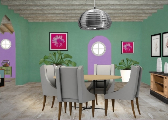 Green room and purple Design Rendering