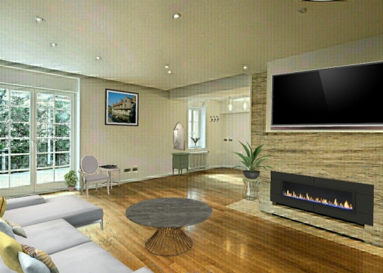 Living room with corner Design Rendering