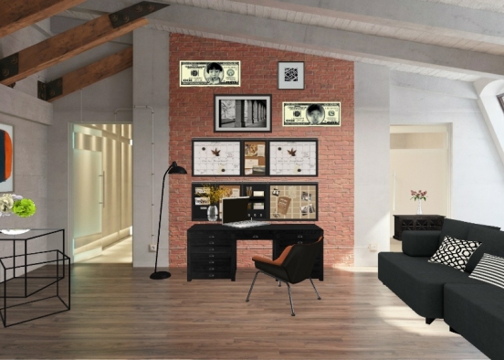 Living and work area Design Rendering