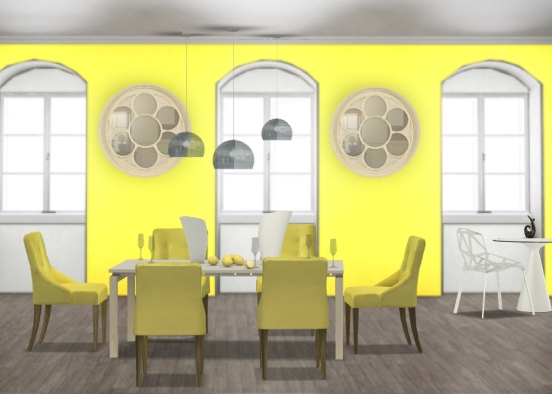 Yellow Dining Room Design Rendering