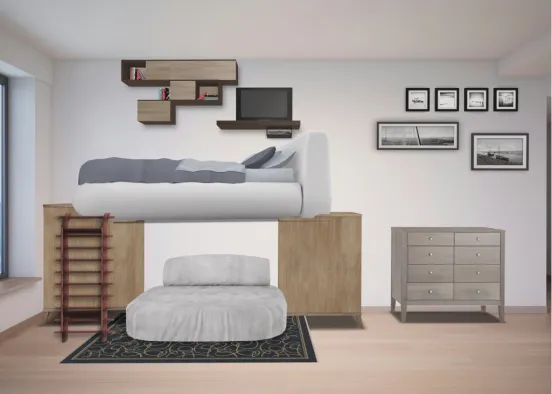modern grey bedroom Design Rendering