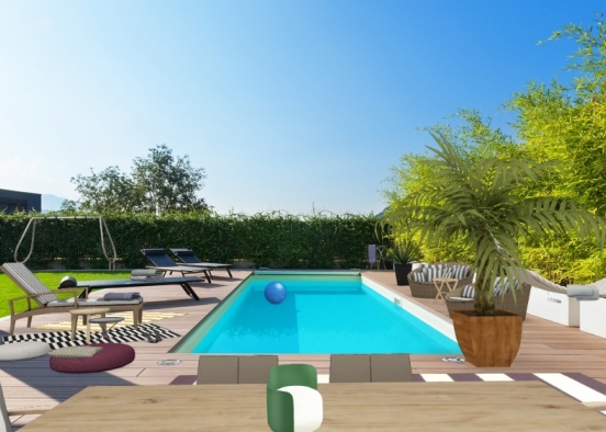 Terrasse, jardin et piscine  Design Rendering
