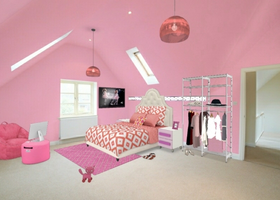 Basic Teenage Girls room who still wants to be a kid. Design Rendering
